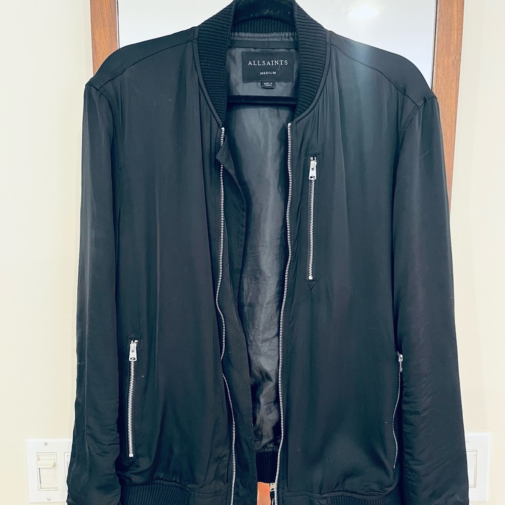 All Saints Black Bomber Jacket